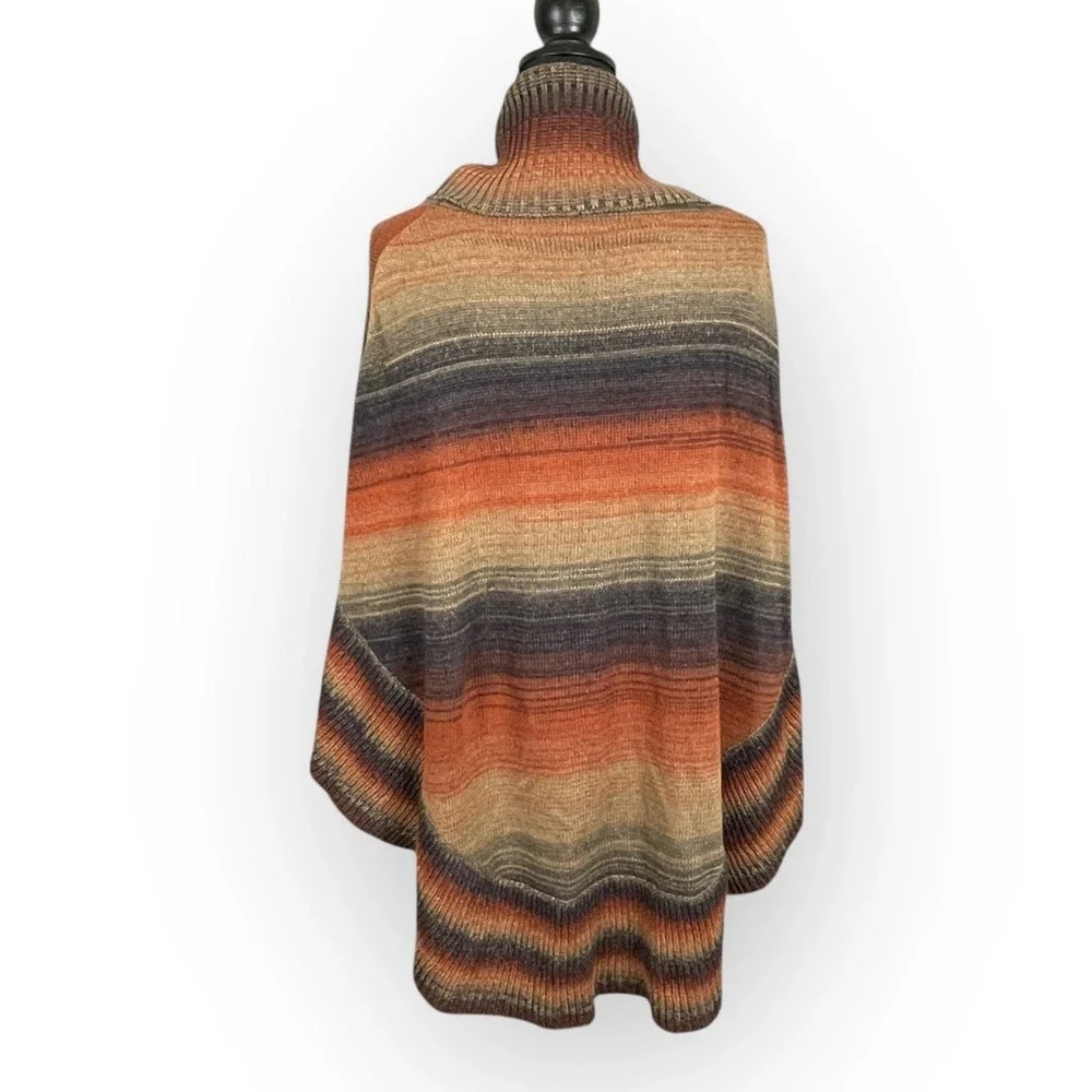 Baciano Bacci Southwest Print Cowl Neck Sweater Cape Womens M Boho Autumn Layers
